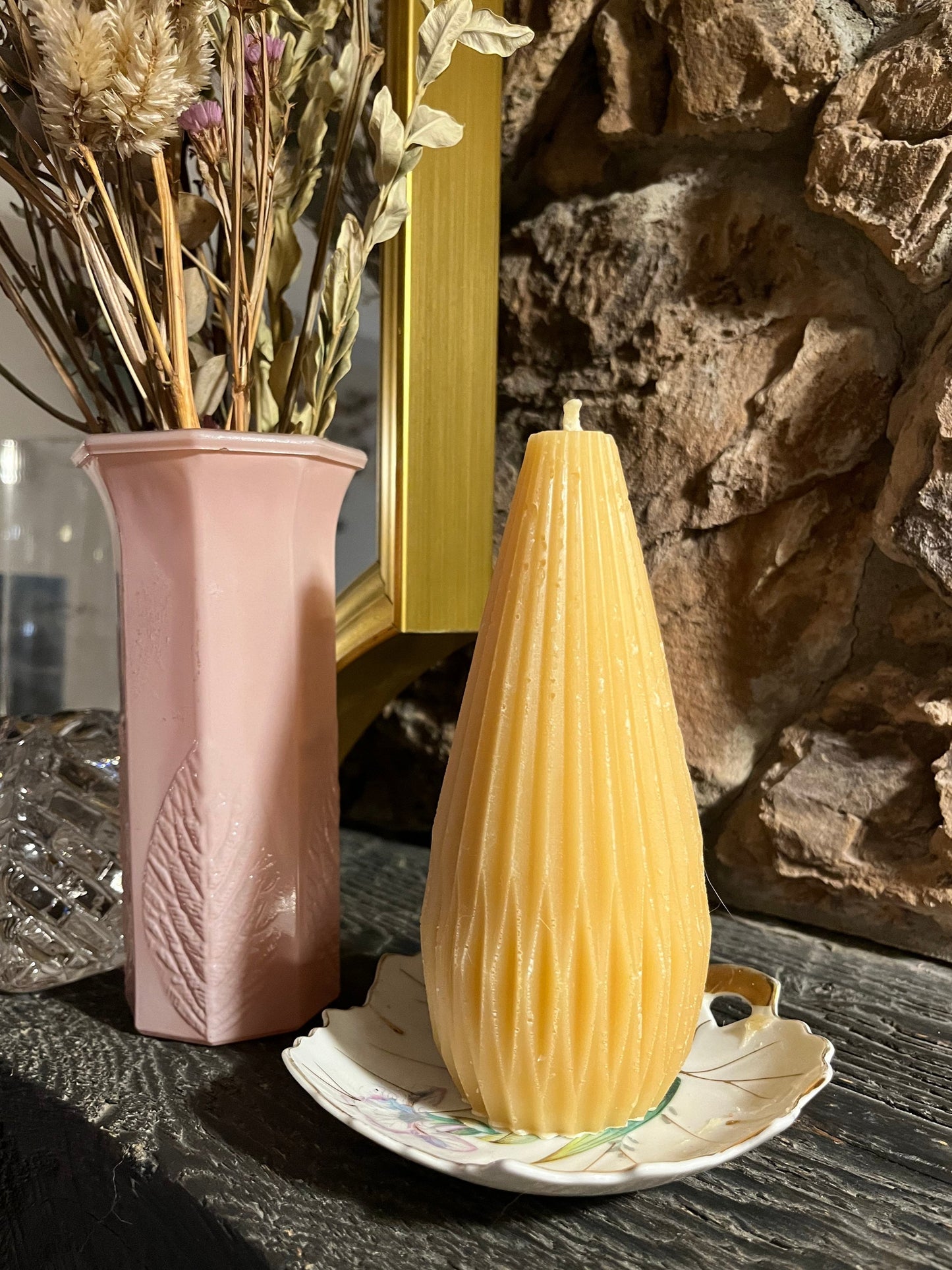 Tall Geometric Beeswax Candle