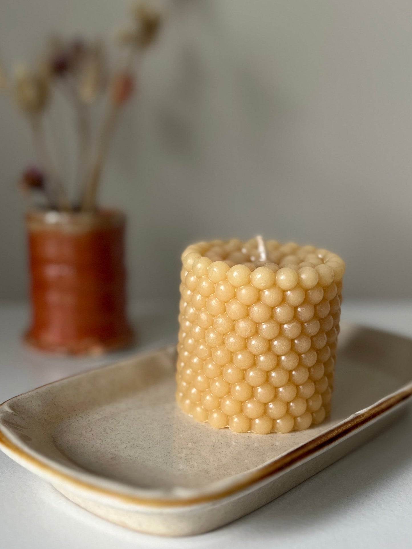 Bubble Pillar Beeswax Candle